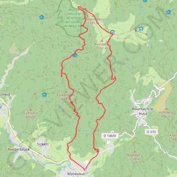Trace GPS Le Rossberg par Masevaux, itinéraire, parcours