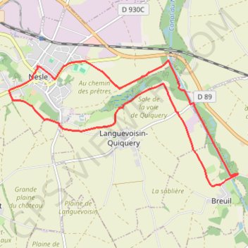 Trace GPS Circuit de la fontaine Saint-Quentin - Nesle, itinéraire, parcours