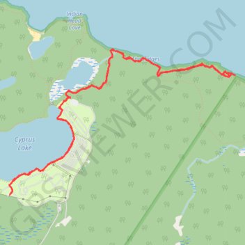 Trace GPS Bruce Peninsula National Park, Lake Huron, Cyprus Lake, itinéraire, parcours