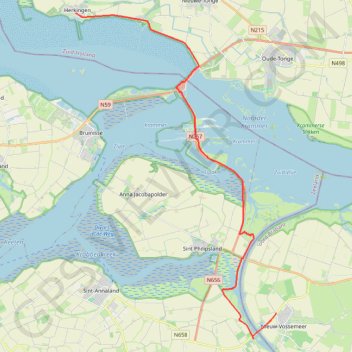Trace GPS GR5-001-1-6 GR 5 NL - 6 - Herkingen-Nieuw Vossemeer, itinéraire, parcours