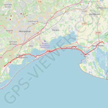 Trace GPS Vic la Gardiole Aigues Mortes, itinéraire, parcours