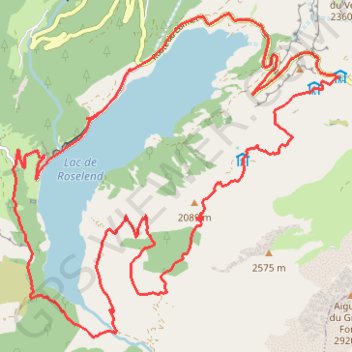 Trace GPS Lac de Roselend, itinéraire, parcours