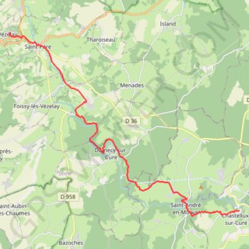 Trace GPS Chastellux sur Cure - Vézelay-14449089, itinéraire, parcours