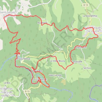 Trace GPS Les Tours de Merlé - Saint-Cirgues-la-Loutre, itinéraire, parcours