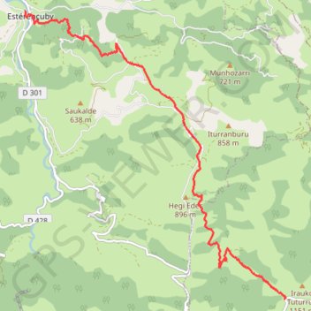 Trace GPS Esterençuby - Col d'Irau, itinéraire, parcours