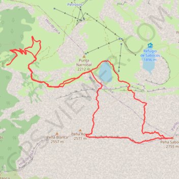 Trace GPS Peña Sabocos, itinéraire, parcours