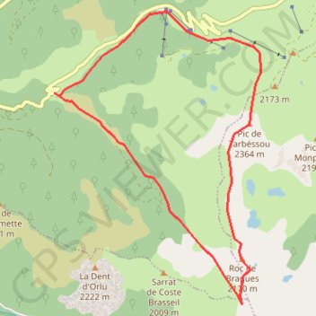 Trace GPS Pic de Tarbésou par la Coume Grande, itinéraire, parcours
