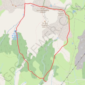 Trace GPS Pic de Saint-Barthélemy et pic de Soularac depuis la route de la carrière, itinéraire, parcours