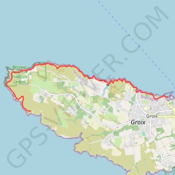 Trace GPS Groix - Pointe du Château de Kervedan, itinéraire, parcours