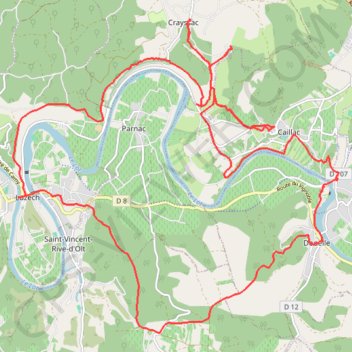 Trace GPS Boucle vtt Douelle-Luzech-Douelle, itinéraire, parcours