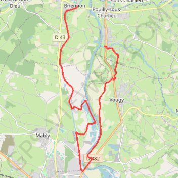 Trace GPS La Loire, des bocages du Brionnais à la plaine du Forez, de ponts en ponts en 6 tronçons, itinéraire, parcours