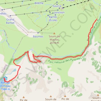 Trace GPS Lac d'Ilhéou, itinéraire, parcours