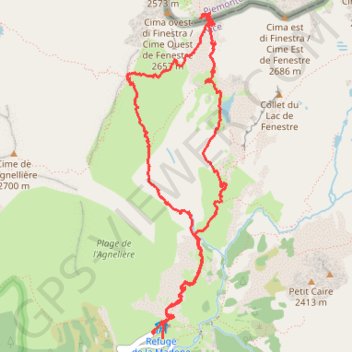 Trace GPS Aurore Madonne de fenestre, itinéraire, parcours