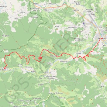 Trace GPS Saint Jean - Saint Girons par la montagne, itinéraire, parcours