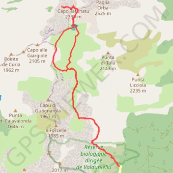 Trace GPS Fer à cheval - Paglia Orba, itinéraire, parcours