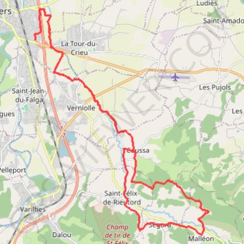 Trace GPS Berges du Crieu, itinéraire, parcours
