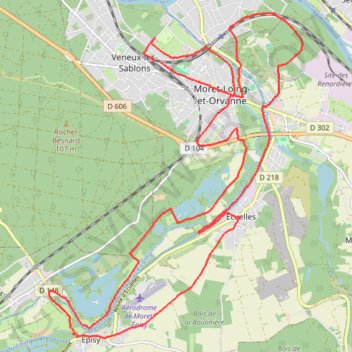 Trace GPS Rando autour de Morêt-sur-Loing (77), itinéraire, parcours