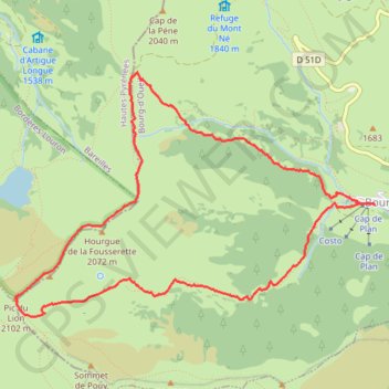 Trace GPS Pic du Lion par la crête, itinéraire, parcours
