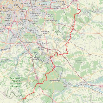 Trace GPS GR 1 : De Crécy-la-Chapelle (Seine-et-Marne) à Malesherbes (Loiret), itinéraire, parcours