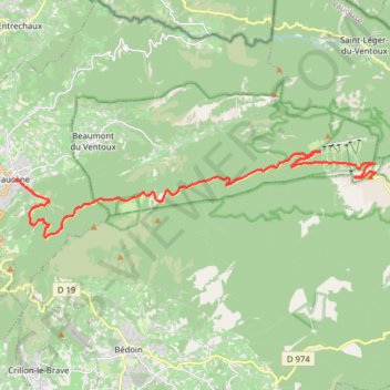 Trace GPS Malaucène - Mont Ventoux, itinéraire, parcours