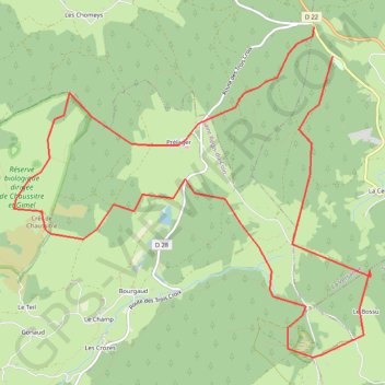 Trace GPS Crêt de Chaussître et tourbière de Gimel, itinéraire, parcours