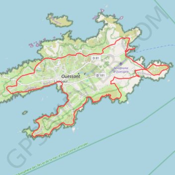 Trace GPS Île d'Ouessant, itinéraire, parcours
