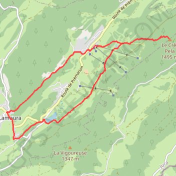 Trace GPS Le Crêt Pela par la Combe du lac - Lamoura, itinéraire, parcours