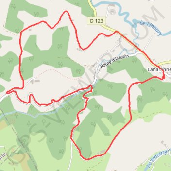 Trace GPS Le circuit d'Orègue - Laharanne, itinéraire, parcours