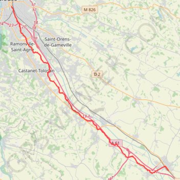 Trace GPS Canal du midi Villefranche > toulouse, itinéraire, parcours