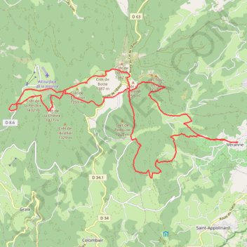 Trace GPS Pilat-Crêtes depuis Veranne, itinéraire, parcours