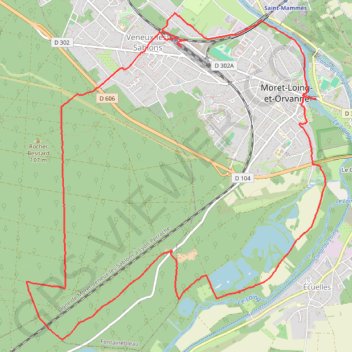 Trace GPS Boucle à partir de Moret-sur-Loing, itinéraire, parcours