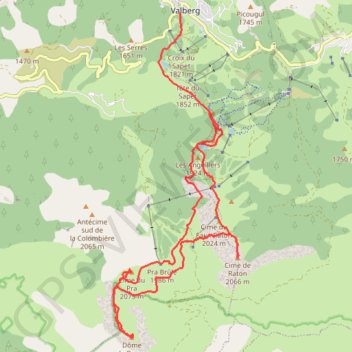Trace GPS Ascension cime du Pra dome de Barrot cime du Raton, itinéraire, parcours