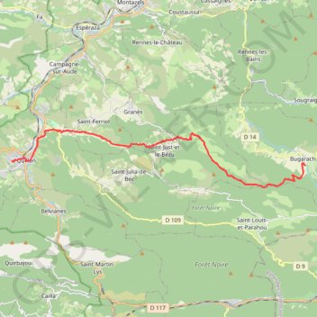 Trace GPS Sentier Cathare - de Quillan à Bugarach, itinéraire, parcours
