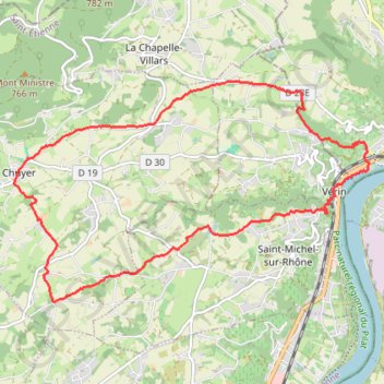 Trace GPS Chuyer - Les Roches-de-Condrieu, itinéraire, parcours