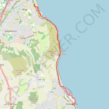 Trace GPS Bray - Greystones, itinéraire, parcours