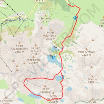 Trace GPS Tour du Tuhou de Cloutou depuis le lacet du Garet, itinéraire, parcours