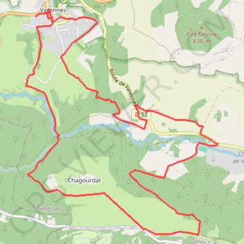 Trace GPS Varennes - Étang - Chagourdat - Varennes, itinéraire, parcours