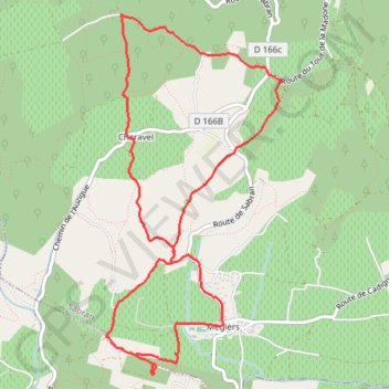 Trace GPS Sabran - Mégiers, itinéraire, parcours