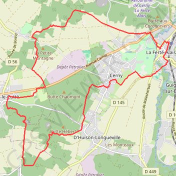 Trace GPS La Ferté-Alais, circuit de Cerny, itinéraire, parcours
