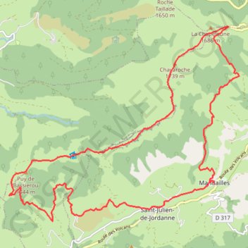 Trace GPS Le Rayon de Chavaroche - Mandailles, itinéraire, parcours