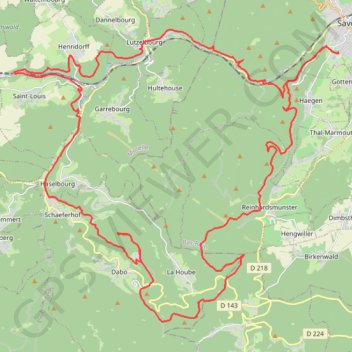 Trace GPS 2016-05-26 Saverne - Sickertkopf - Dabo - Himbeerfels - Saverne V1, itinéraire, parcours