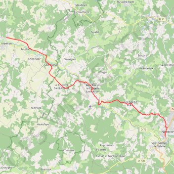 Trace GPS Nontron - Marthon, itinéraire, parcours