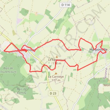 Trace GPS Circuit de Festonval - Toutencourt, itinéraire, parcours