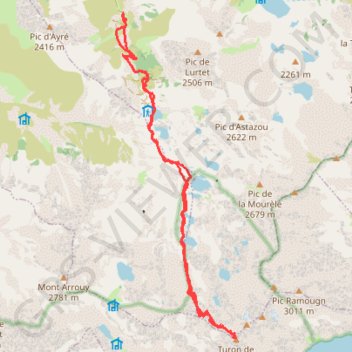 Trace GPS Turon du Néouvielle par la Glère, itinéraire, parcours