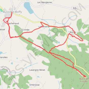 Trace GPS Balade à Bussière-Boffy, itinéraire, parcours