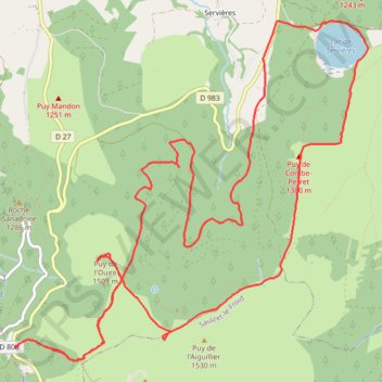 Trace GPS Col de Guéry - Puy de l'Ouïre - Lac de Servières, itinéraire, parcours