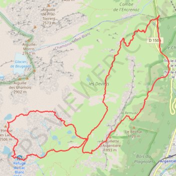 Trace GPS Lac blanc depuis le col des Montets, itinéraire, parcours