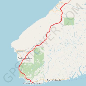 Trace GPS Port-aux-Basques - Robinson's Junction, itinéraire, parcours