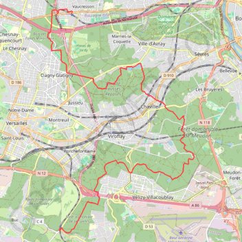 Trace GPS Vaucresson au Petit-Jouy-les-Loges, itinéraire, parcours