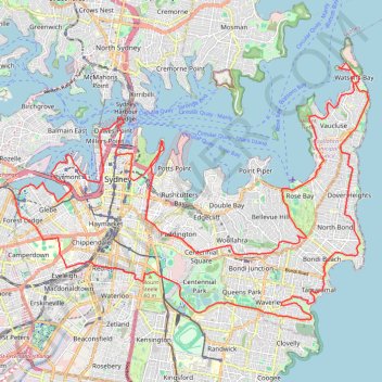 Trace GPS Sydney Sightseer, itinéraire, parcours